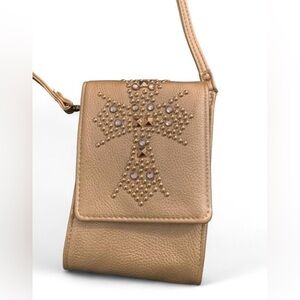 💕 Vintage cream gold cross mini purse crossbody bag party club minimalist